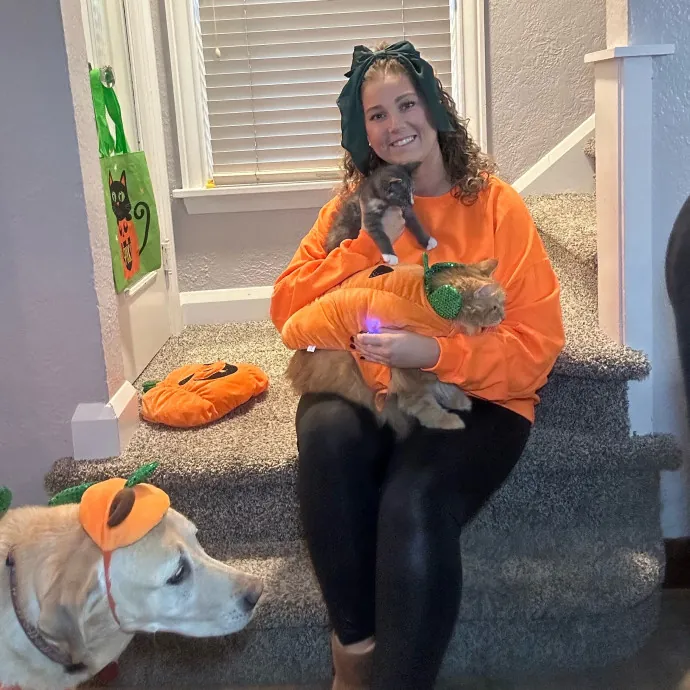 Cat Mom Offering Thoughtful Care