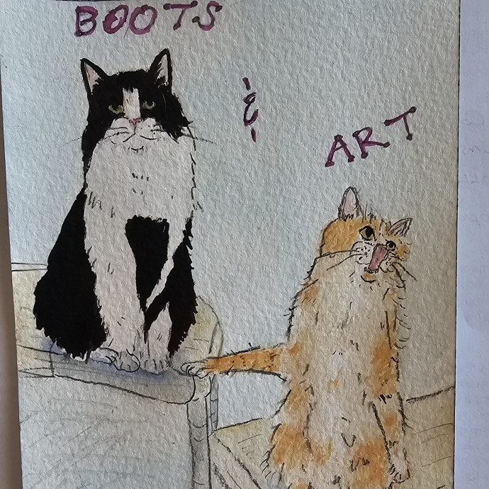 Custom Cat Watercolor With Booking photo 3