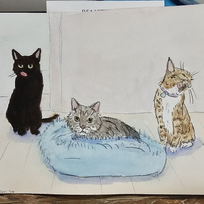 Custom Cat Watercolor With Booking photo 2