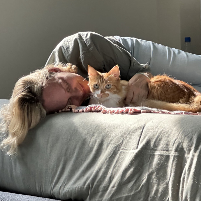 Voila' Cat Sitting By Helena
