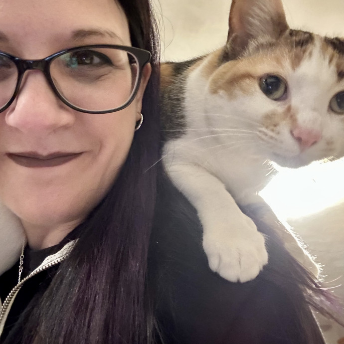Loving Calico  Tuxedo Cat Mom